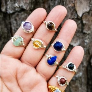 RING WIRE WRAPPED CRYSTALS